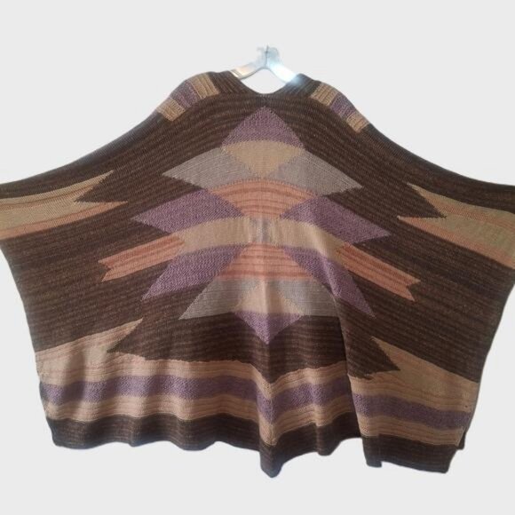 Rare Find! Vintage Ralph Lauren Blue Label Southwestern Linen Silk Knit Poncho - Picture 9 of 9